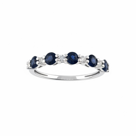 (Y)14KW .70CT SAPH .10CT DIA PRONG ROUND DIAMOND AND SAPPHIRE RING