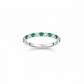 HJ NAMDAR (Y)14KW .28EMLD .20DIA 13 PRONG ROUND DIAMOND & EMERALD RING