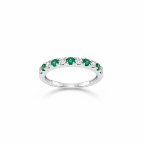 HJ NAMDAR (Y)14K .26EMLD .09DIA PRONG ROUND DIAMOND AND EMERLD RING