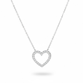 (Y)14KW .50CT DIA WHITE GOLD HOLLOW HEART DIAMOND NECKLACE