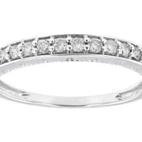 (Y) 14K .32CT G SI1 BAND, WHITE GOLD FRENCH SET DIAMOND BAND WITH 15 NATURAL ROUND DIAMONDS