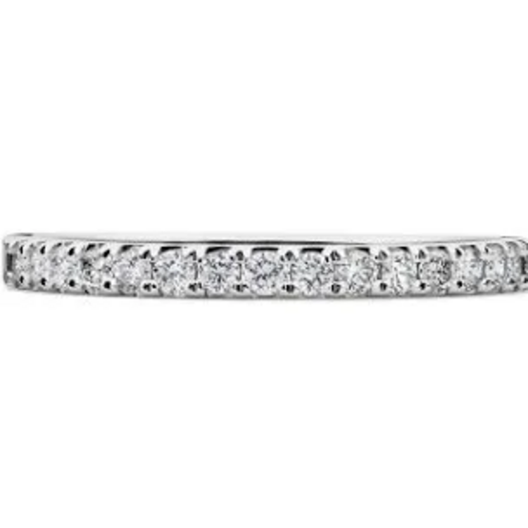 (Y) 14K .32CT G SI1 BAND, WHITE GOLD FRENCH SET DIAMOND BAND WITH 15 NATURAL ROUND DIAMONDS