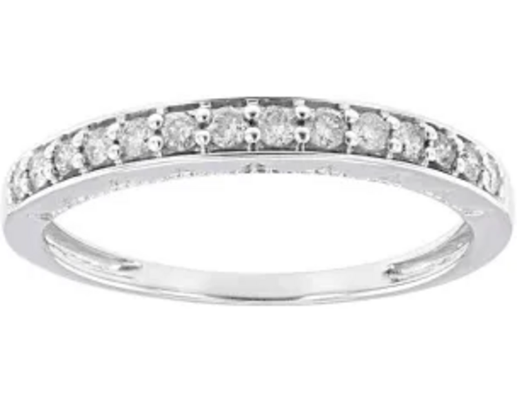 (Y) 14K .27CT G SI1 BAND , DIAMOND (G/SI .27CTW - 15 ROUND) SET IN 14K WHITE GOLD FRENCH SETTING,  NATURAL DIAMONDS