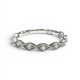 (Y)14K .23CTW NATURAL ROUND DIAMOND (G/SI .23CTW - 9) SET INTO MILGRAIN STACKABLE BAND IN 14K WHITE GOLD
