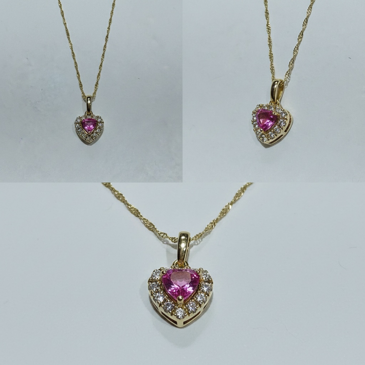 (Y)14 K PKSA 1/8 CTW DIA  PEND NATURAL PINK SAPPHIRE (.19CT) AND NATURAL DIAMOND (G/SI 1/8CTW) PENDANT SET IN 14K YELLOW GOLD