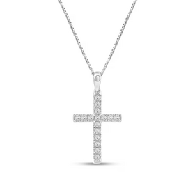 (X) 14K .20CT SI G CROSS , WHITE GOLD CROSS WITH 20 NATURAL ROUND DIAMONDS
