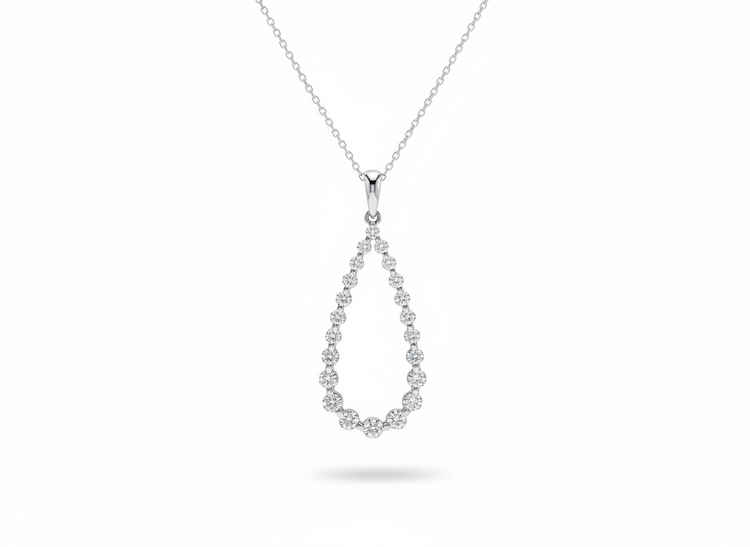 DIAMOND TRADERS INTERNATIONAL (R)10KW 1.0CT LAB TEARDROP LAB DIAMOND NECKLACE