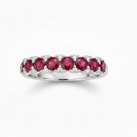 HJ NAMDAR (R)14KW 0.11 DIA 1.10 RU PRONG ROUND RUBY & DIAMOND RING