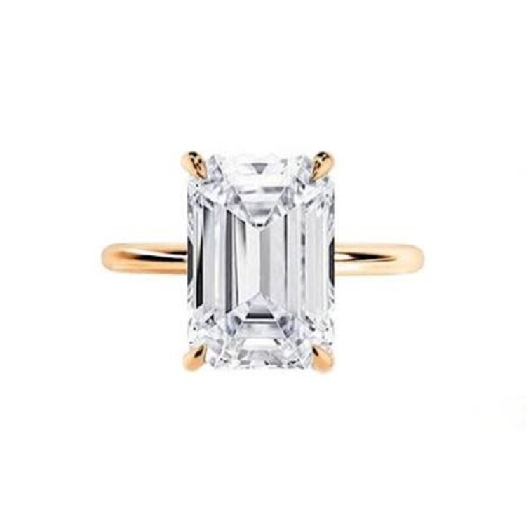 (Z) 14K 5.14CT LAB E VS1 , YELLOW GOLD SOLITAIRE LAB GROWN DIAMOND BRIDAL RING,  EMERALD CUT, IGI CERTIFIED # LG19508486