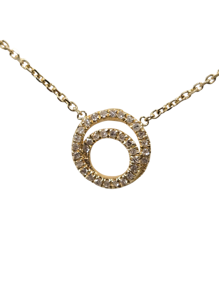 (Z) 14K .20CT DIA NECK, YELLOW GOLD DOUBLE CIRCLE NATURAL DIAMOND PENDANT