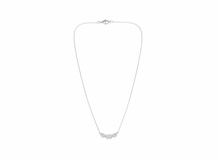 (Y)925 1.52CTW LG LAB GROWN DIAMOND BEZEL SET EMERALD & PEAR CUT DIAMONDS 16” +2 CHAIN