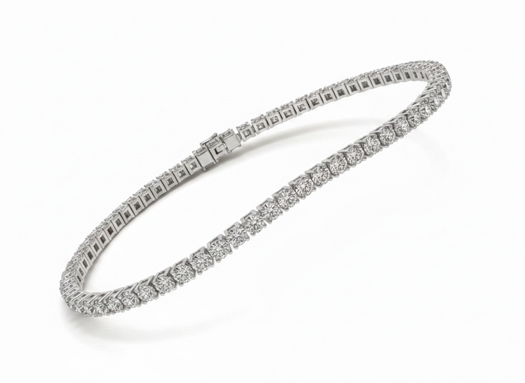 DIAMOND TRADERS INTERNATIONAL (R)925 5.0CT LG DIA LAB GROWN DIAMOND SILVER TENNIS BRACELET