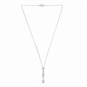 (Y)9251.78CTW LG DIAMOND LAB GROWN OVAL ROUND EMERALD AND PEAR CUT BEZEL SET IN DROP PENDANT WITH ADJUSTABLE 16”+2 CHAIN