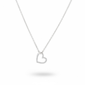 14KW 0.04CT DIA SPLIT HEART NECKLACE