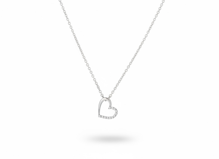 14KW 0.04CT DIA SPLIT HEART NECKLACE