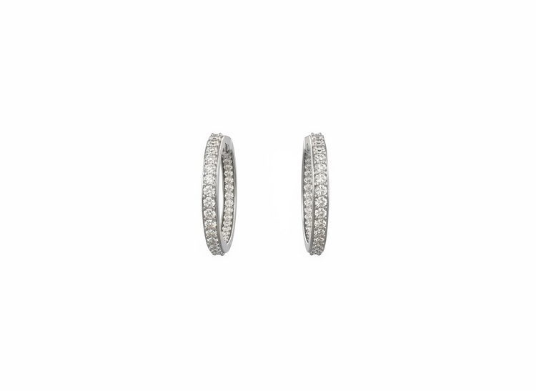 DIAMOND TRADERS INTERNATIONAL (Y)925 0.75CTW LG LAB GROWN DIAMONDS IN AND OUT HOOPS STERLING SILVER