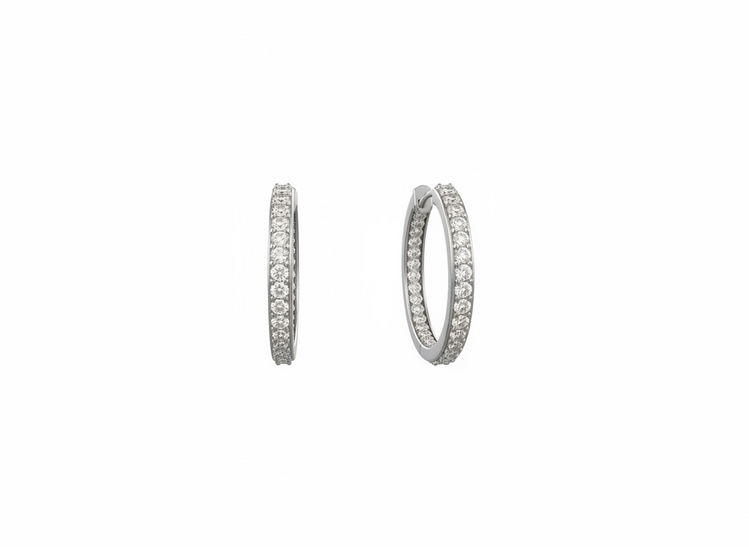DIAMOND TRADERS INTERNATIONAL (Y)925 0.75CTW LG LAB GROWN DIAMONDS IN AND OUT HOOPS STERLING SILVER