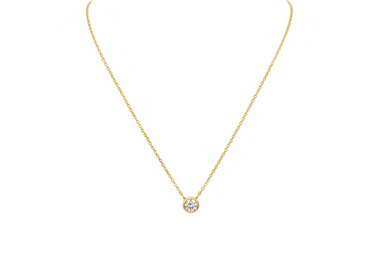(Z)14KY .70CT DIA BEZEL SET ROUND DIAMOND NECKLACE