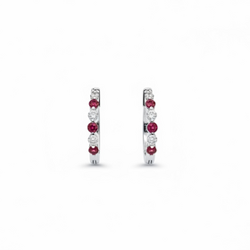 (R)14KW 0.15 DIA 0.2 RB ALTERNATING DIAMOND AND RUBY HOOPS
