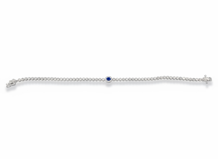 (R)14KW .30 DIA .25 SAPH DIAMOND AND SAPPHIRE BRACELET