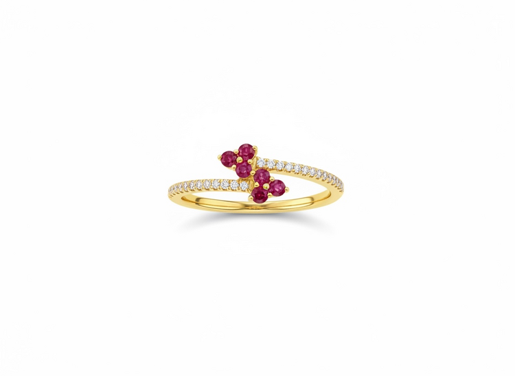 (R)14KY .08 DIA .20 RB GOLD SPLIT SHANK SIX STONE RUBY RING