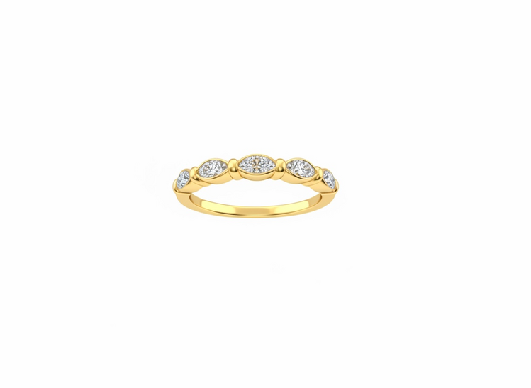 HJ NAMDAR (Y)14KW 0.15CT DIA SCALLOPED W/PRONG ROUND NATURAL DIAMOND BAND