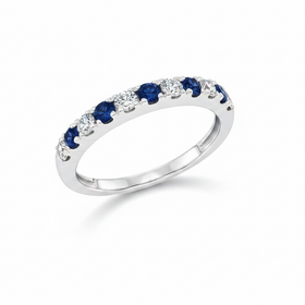 HJ NAMDAR (Y)14KW .29 SAPH .08DIA PRONG ROUND DIAMOND AND SAPPHIRE RING