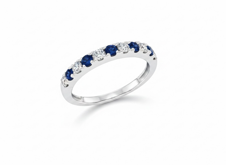 HJ NAMDAR (Y)14KW .29 SAPH .08DIA PRONG ROUND DIAMOND AND SAPPHIRE RING