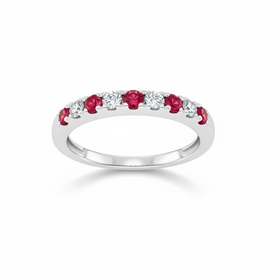 HJ NAMDAR (Y)14KW .30 RUBY .09 DIA PRONG ROUND DIAMOND AND RUBY RING