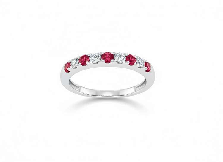 HJ NAMDAR (Y)14KW .30 RUBY .09DIA PRONG ROUND DIAMOND AND RUBY RING