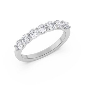 (Y)LG 14KY 0.96CTW DIA ROUND CUT 5 STONE BAND U SHARED PRONG WHITE GOLD