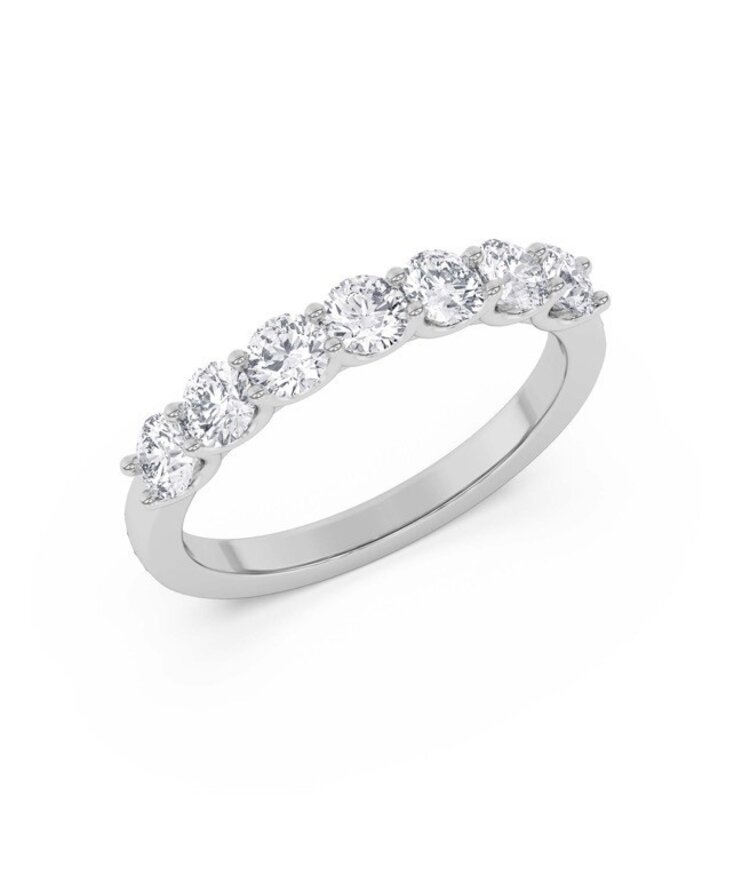 (Y)LG 14KY 0.96CTW DIA ROUND CUT 5 STONE BAND U SHARED PRONG WHITE GOLD