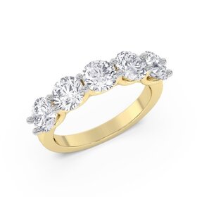 (Y)LG 14KY 3.02CTW DIA ROUND CUT 5 STONE BAND U SHARED PRONG YELLOW GOLD