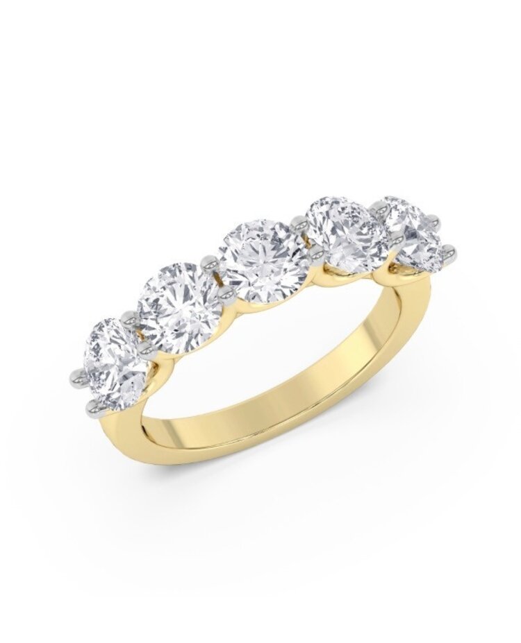 (Y)LG 14KY 3.02CTW DIA ROUND CUT 5 STONE BAND U SHARED PRONG YELLOW GOLD
