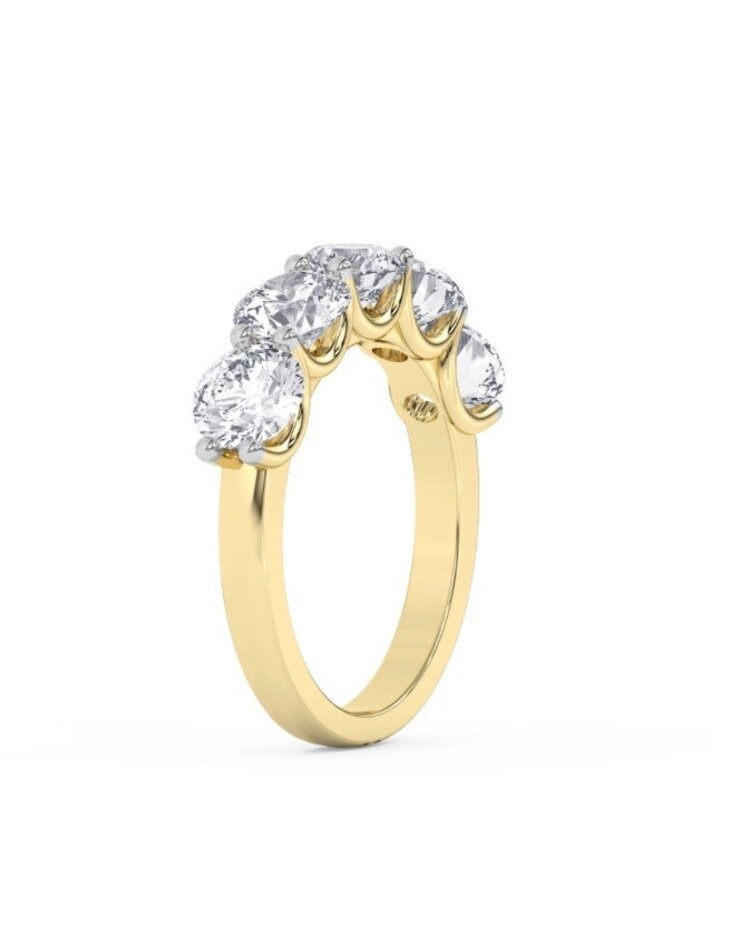 (Y)LG 14KY 3.02CTW DIA ROUND CUT 5 STONE BAND U SHARED PRONG YELLOW GOLD