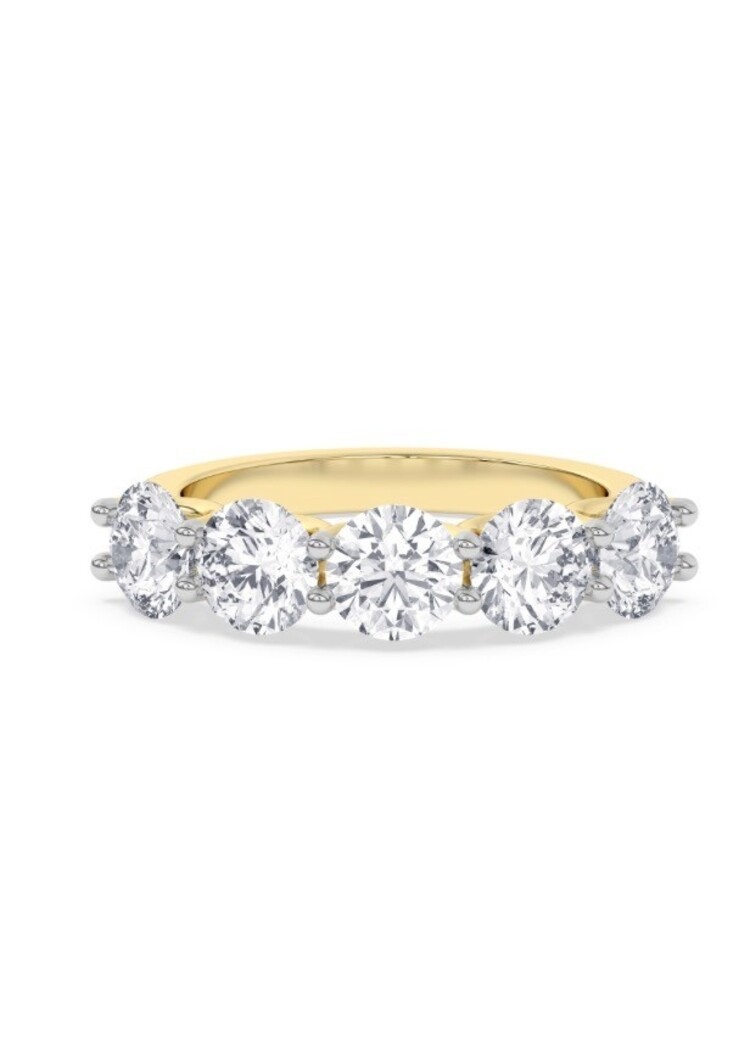(Y)LG 14KY 3.02CTW DIA ROUND CUT 5 STONE BAND U SHARED PRONG YELLOW GOLD