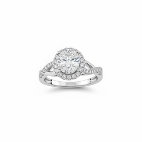 DIAMOND TRADERS INTERNATIONAL (Y)14KW LG 2.0CT RBC ROUND CUT CENTER ON HALO WITH SIDE INFINITY BAND, 2.50CTW  LAB GROWN DIAMOND WHITE GOLD  RING