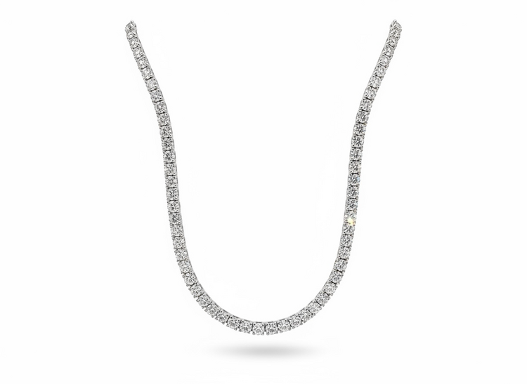 DIAMOND TRADERS INTERNATIONAL (Y)925 10.00CT LG WHITE GOLD TENNIS NECKLACE WITH LAB GROWN DIAMONDS