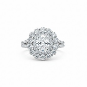 (R)14KW 1CT SI2 F OV NATURAL OVAL BRILLIANT SET IN  DOUBLE HALO DIAMOND RING GIA CERT#2497136907 WHITE RING