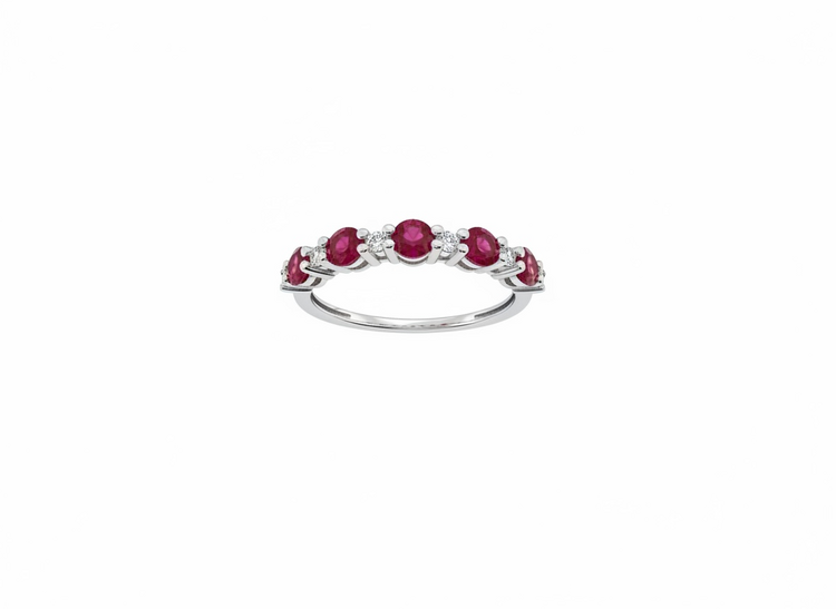 HJ NAMDAR (Y)14KW .73 RUBY .10 DIAMOND PRONG BAND