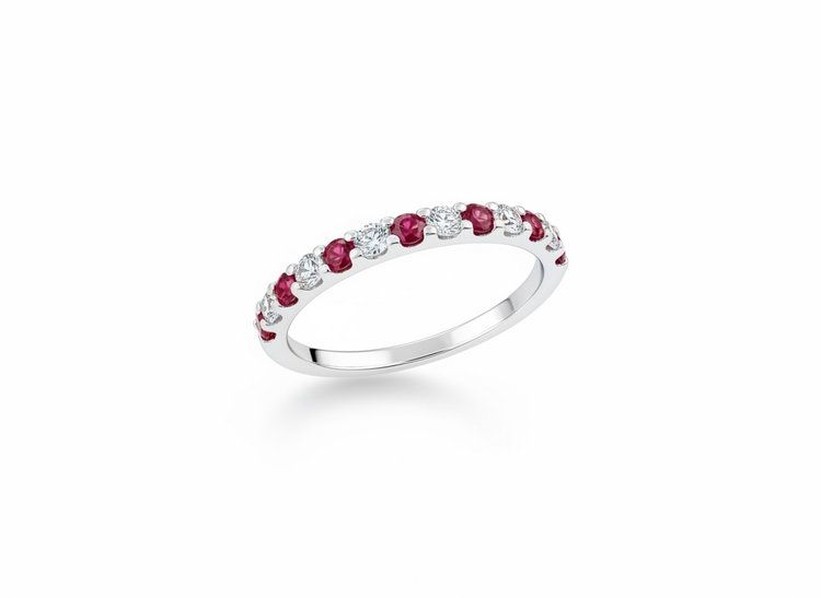 HJ NAMDAR (Y)14KW .36 RUBY .21 DIAMOND PRONG BAND