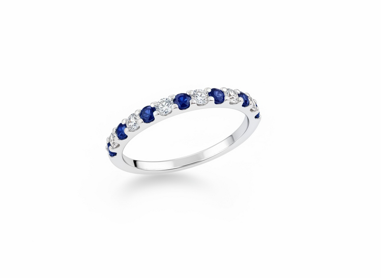HJ NAMDAR (Y)14KW .28 SAPPHIRE .20 DIAMOND PRONG BAND