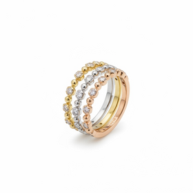 HJ NAMDAR (Y)14K .70 DIA TRI GOLD PRONG STACKABLE DIAMOND RINGS