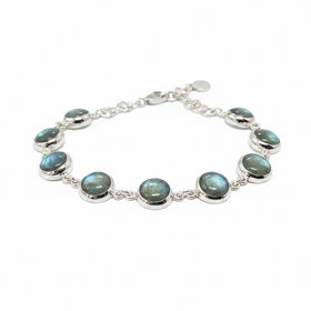 STEPHEN ESTELLE (Y)925 LBRD BEZELED STERLING SILVER BRACELET WITH LABRADORITE