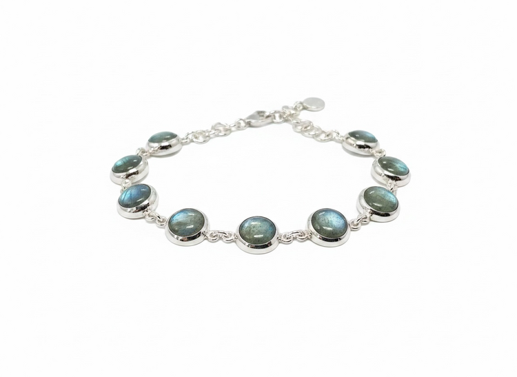 STEPHEN ESTELLE (Y)925 LBRD BEZELED STERLING SILVER BRACELET WITH LABRADORITE