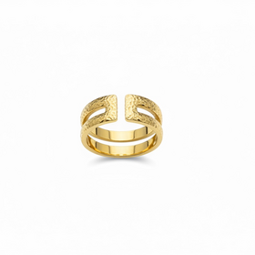 STEPHEN ESTELLE (Y)14KY VERMEIL NEGATIVE SPACE HAMMERED RING