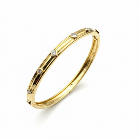 (Y)18KY 1.1CT DIA MILGRAIN EDGE GOLD BANGLE