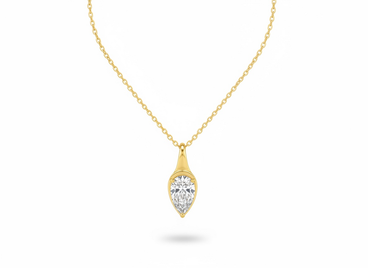 DIAMOND TRADERS INTERNATIONAL (Y)14KY 0.63 LG PEAR LAB GROWN DIAMOND GOLD NECKLACE