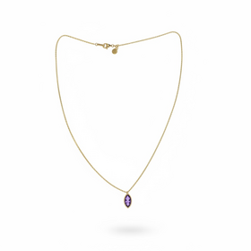 PRIMA NY (Y)14KY 10X5 AM BEZEL SET 10X5MM MARQUISE AMETHYST PENDANT WITH YELLOW GOLD CHAIN