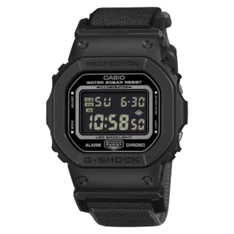 G-SHOCK G-SHOCK DW5600MNC-1 , More than just style, the cloth band delivers an outstandingly comfortable fit, thanks to polyester that stretches up to 2.7 times.